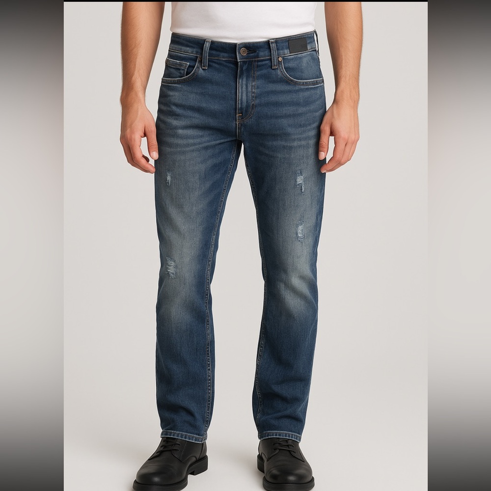 T.K. Axel Slim Boot Jeans Men’s 32x32 Distressed Medium Wash NWT